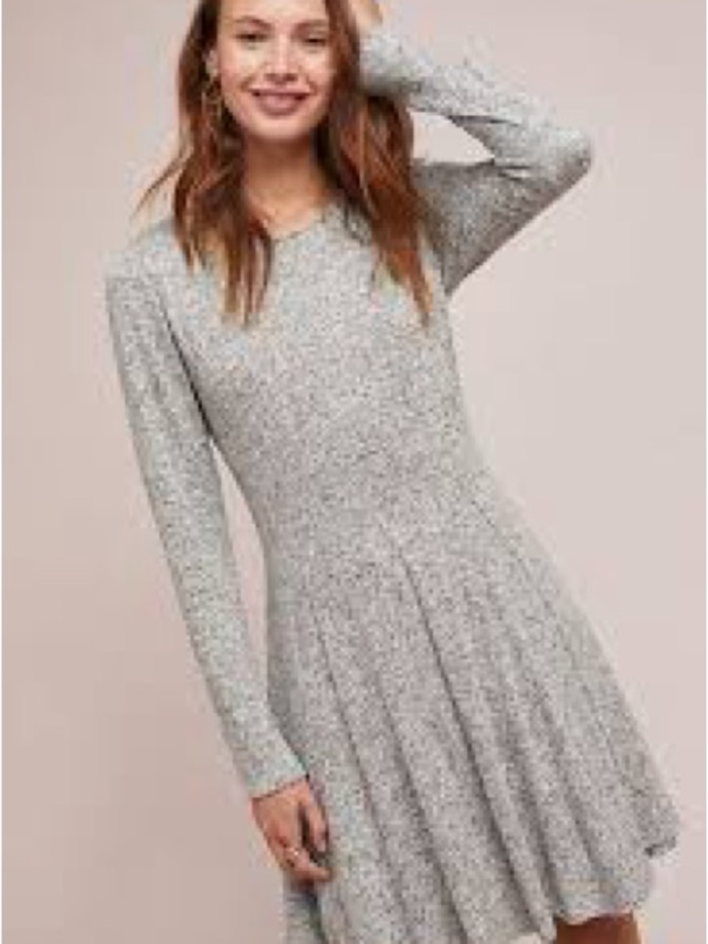dolan Heather Gray Long-Sleeve Fit & Flare Dress